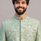 Green colour embroidered designer sherwani