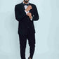 Black Self beaded embroided tuxedo with trouser