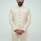 Beige Raw silk jodhpuri with shoulder floral work