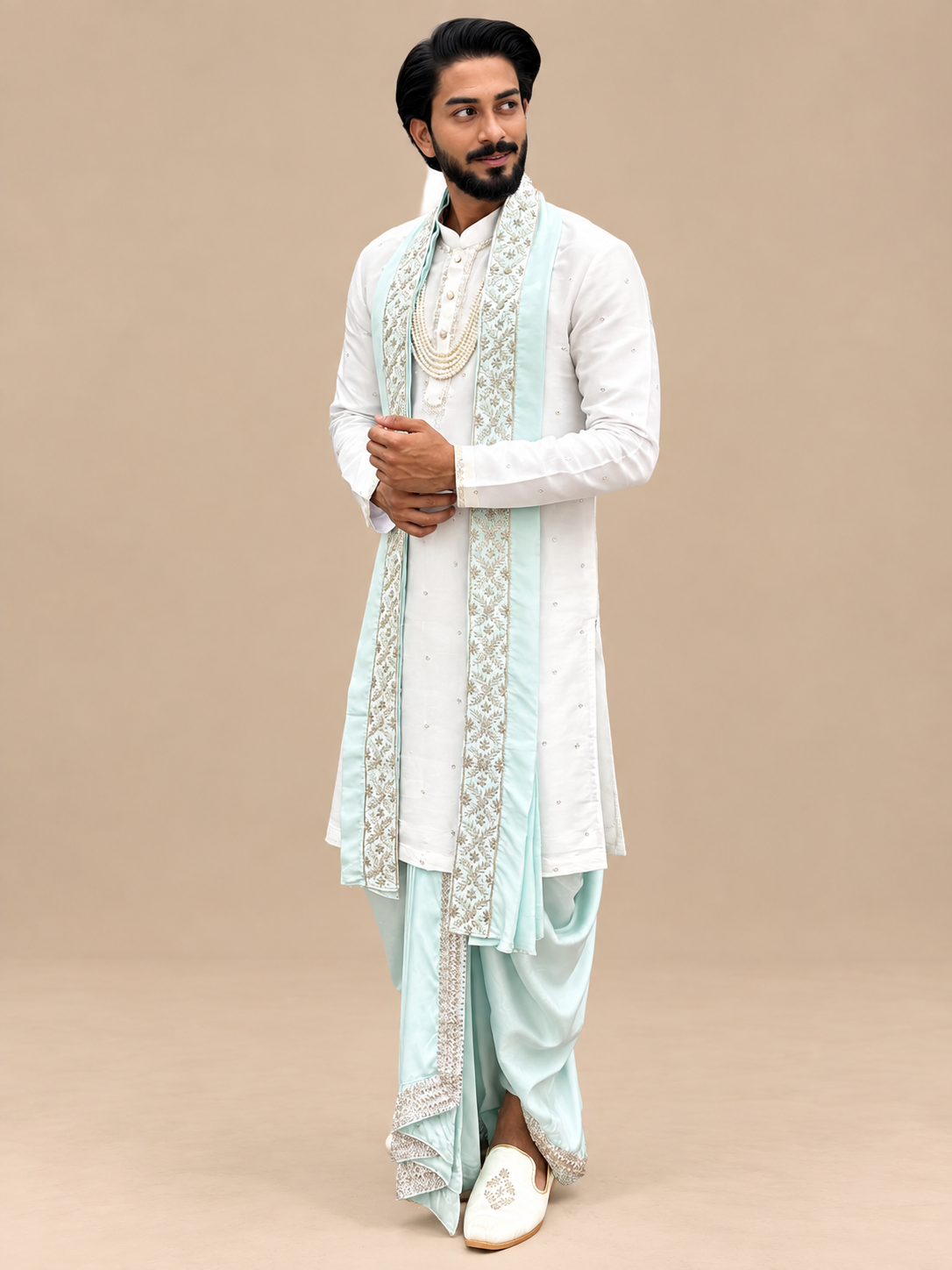 Silver Tissue Pattu Kurta With Minimal Embroidery