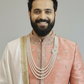Peach Embroidered Kurta Set for Men with Dupatta – Wedding & Festive Wear