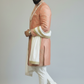 Peach Embroidered Kurta Set for Men with Dupatta – Wedding & Festive Wear