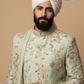 Mint Green Floral Sherwani with Dhoti Set for Men – Royal Wedding & Groom Wear