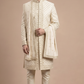 Cream Embroidered Sherwani for Men with Dupatta – Royal Wedding & Groom Wear