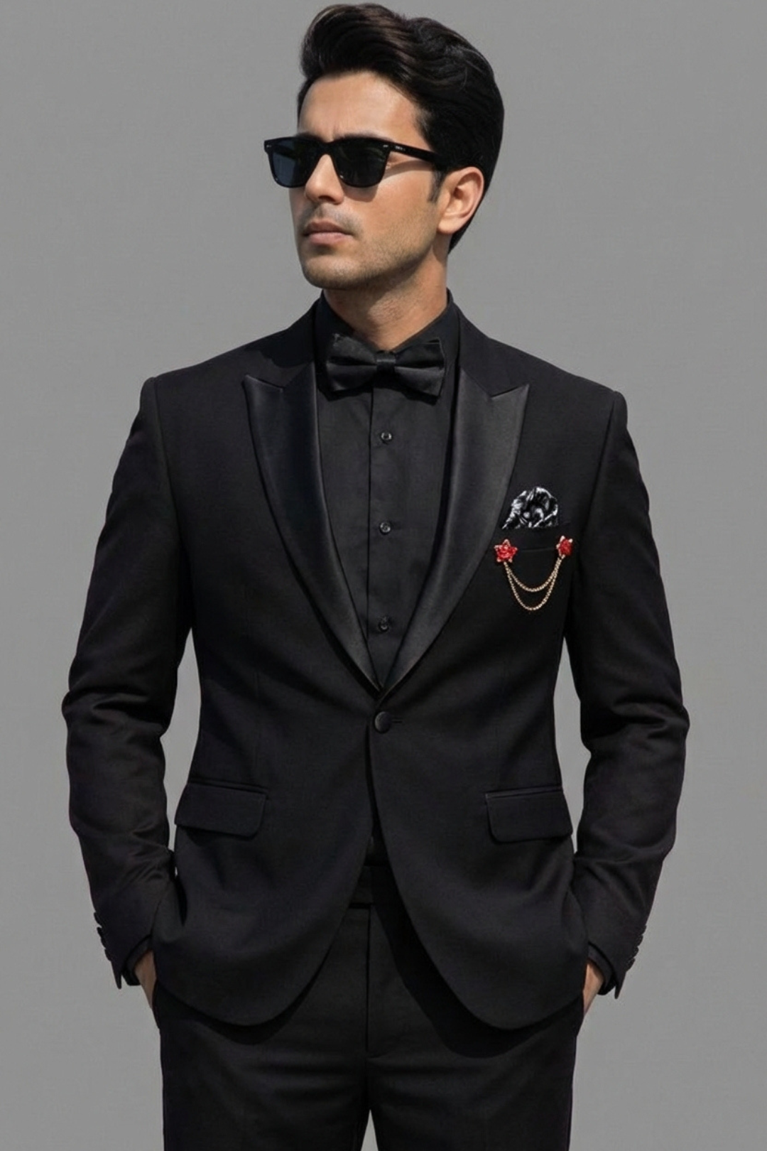 Black Italian Wool-crepe Peak lapel 2-piece tuxedo