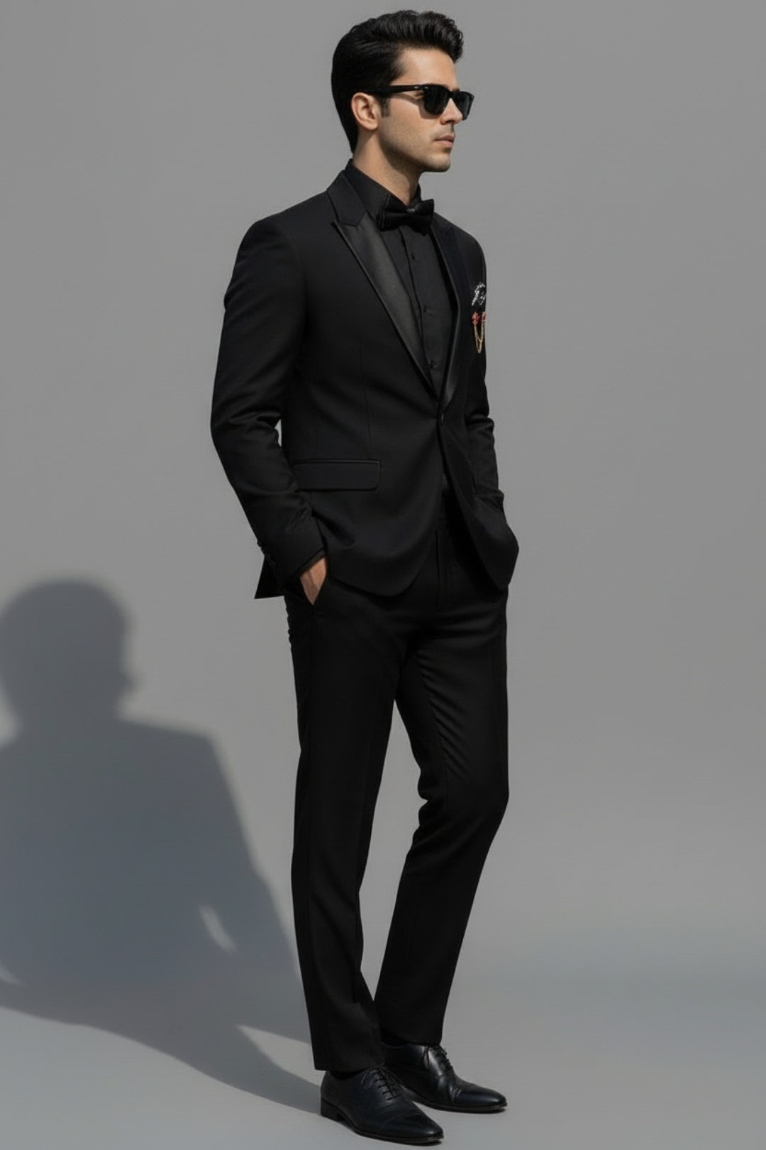 Black Italian Wool-crepe Peak lapel 2-piece tuxedo