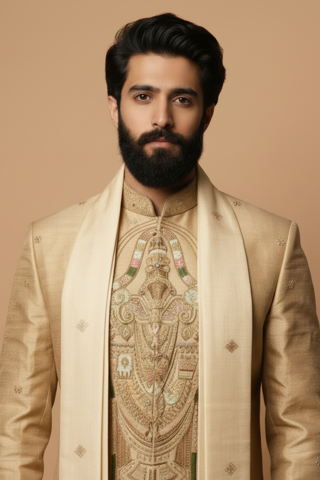 Gold Traditional Sherwani with Dhoti Set for Men – Royal Wedding & Groom Wear