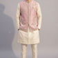 Blush Pink Embroidered Nehru Jacket Kurta Set for Men – Wedding & Festive Wear