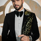 Black Velvet Leopard Textured Tuxedo