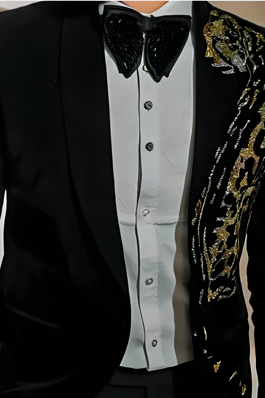 Black Velvet Leopard Textured Tuxedo