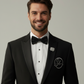 Black Italian Wool Crepe 2-Piece Tuxedo with Name Initial Embroidery