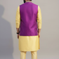 Purple Embroidered Nehru Jacket with Yellow Kurta Set for Men – Festive & Wedding Wear