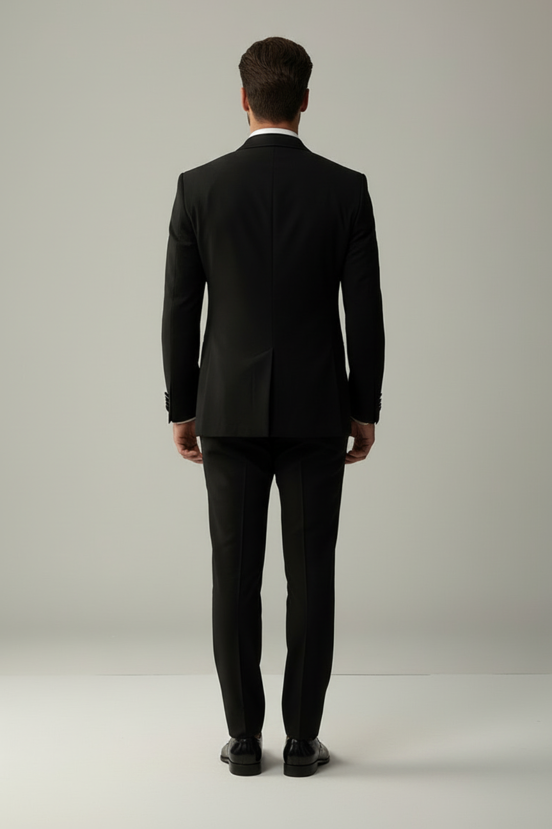 Black Italian Wool Crepe 2-Piece Tuxedo with Name Initial Embroidery