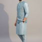 Sky Blue Embroidered Nehru Jacket Kurta Set for Men – Wedding & Festive Wear