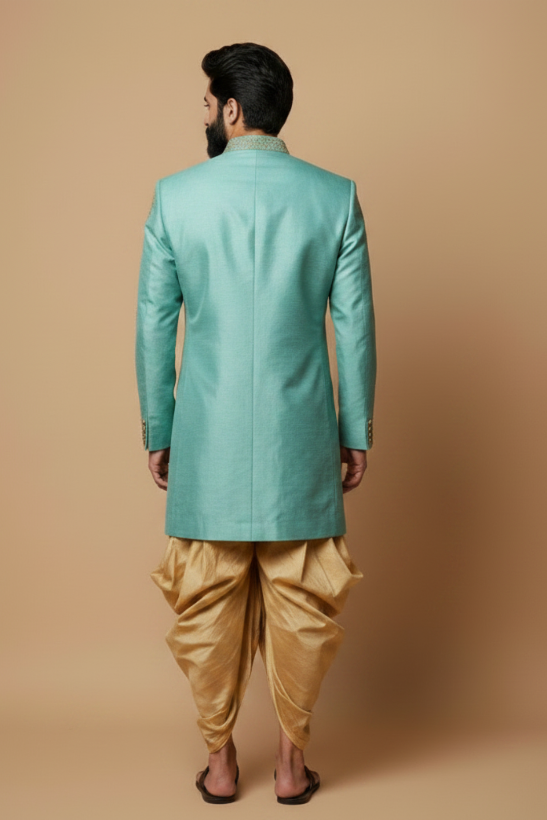 Men’s Sea Green Heavy Embroidered Sherwani Set – Royal Designer Wedding Wear