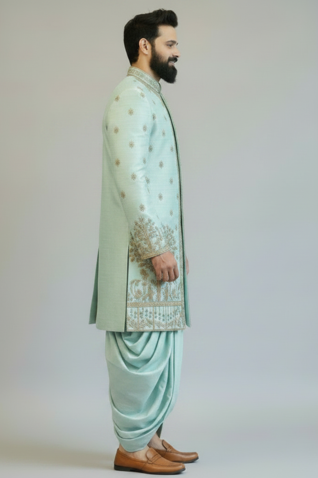 Mint Green Embroidered Sherwani for Men – Designer Wedding & Festive Ethnic Wear