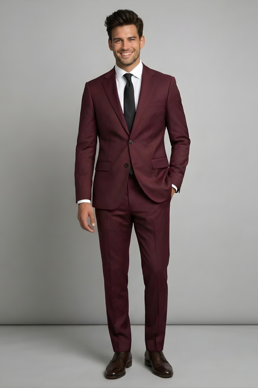 Burgundy Slim Fit Suit for Men – Premium Wedding & Formal Wear