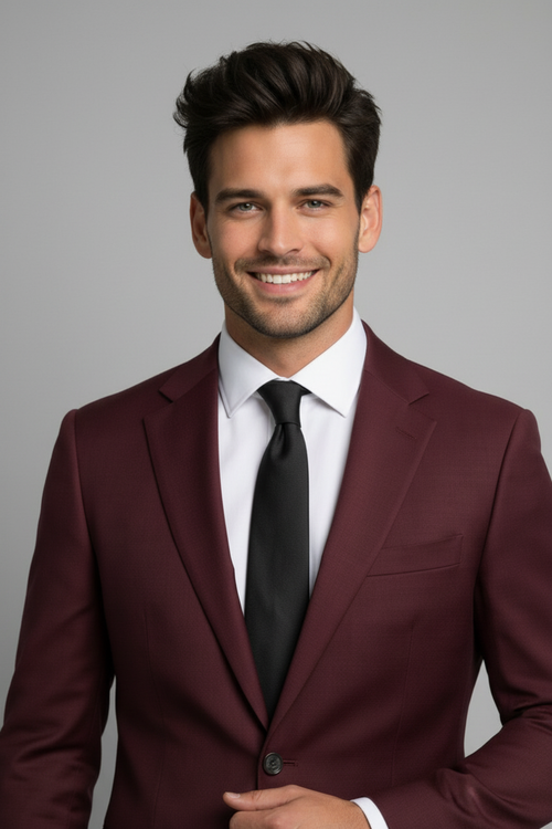 Burgundy Slim Fit Suit for Men – Premium Wedding & Formal Wear