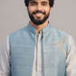 Powder Blue Nehru Jacket Kurta Set for Men – Wedding & Festive Wear
