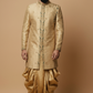 Men’s Beige Embroidered Sherwani with Green Stone Detailing – Luxury Wedding & Festive Wear