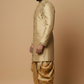 Men’s Beige Embroidered Sherwani with Green Stone Detailing – Luxury Wedding & Festive Wear