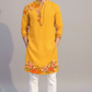 Mustard Yellow Floral Printed Kurta Set for Men – Festive & Haldi Wear