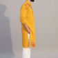Mustard Yellow Floral Printed Kurta Set for Men – Festive & Haldi Wear