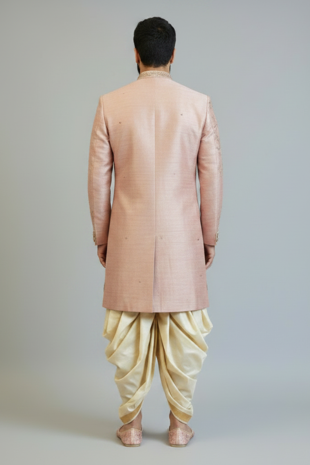 Men’s Blush Pink Embroidered Sherwani Set – Luxury Designer Wedding & Groom Wear