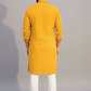 Mustard Yellow Floral Printed Kurta Set for Men – Festive & Haldi Wear