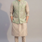 Sage Green Embroidered Nehru Jacket Kurta Set for Men – Festive & Wedding Wear