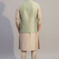 Sage Green Embroidered Nehru Jacket Kurta Set for Men – Festive & Wedding Wear