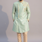 Men’s Mint Green Embroidered Sherwani Set – Elegant Wedding & Festive