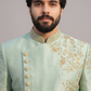 Men’s Mint Green Embroidered Sherwani Set – Elegant Wedding & Festive
