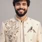 Ivory Floral Embroidered Indowestern Set for Men – Wedding & Festive Wear
