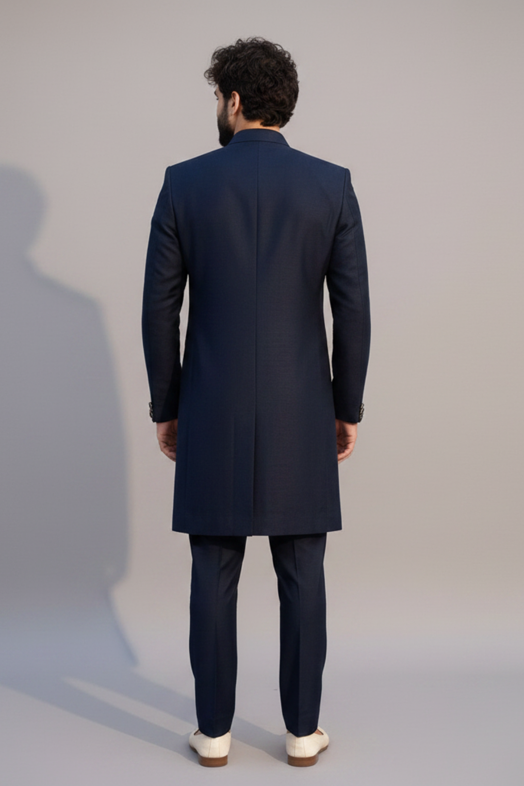 Luxury Navy Blue Embroidered Indo Western for Men – Royal Reception & Wedding Wear
