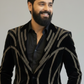 Black Embellished Men’s Party Wear Suit – Luxury Designer Blazer for Reception & Cocktail Events