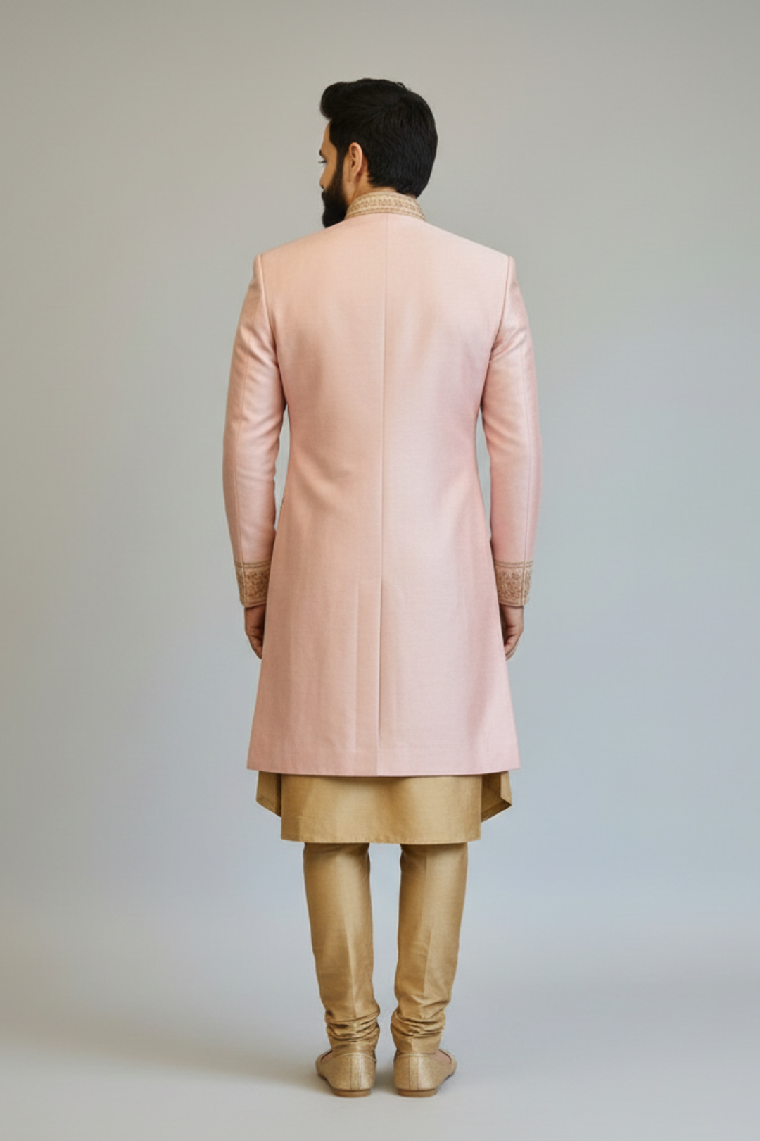 Blush Pink Embroidered Indo Western for Men – Luxury Wedding & Reception Wear