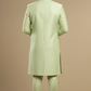 Men’s Mint Green Wedding Sherwani Set with Churidar and Gold Zari