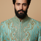 Men’s Sea Green Heavy Embroidered Sherwani Set – Royal Designer Wedding Wear