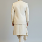 Ivory Draped Indo Western for Men – Luxury Embroidered Wedding & Reception Wear