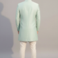 Mint Green Asymmetric Embroidered Sherwani Set for Men – Wedding & Festive Wear