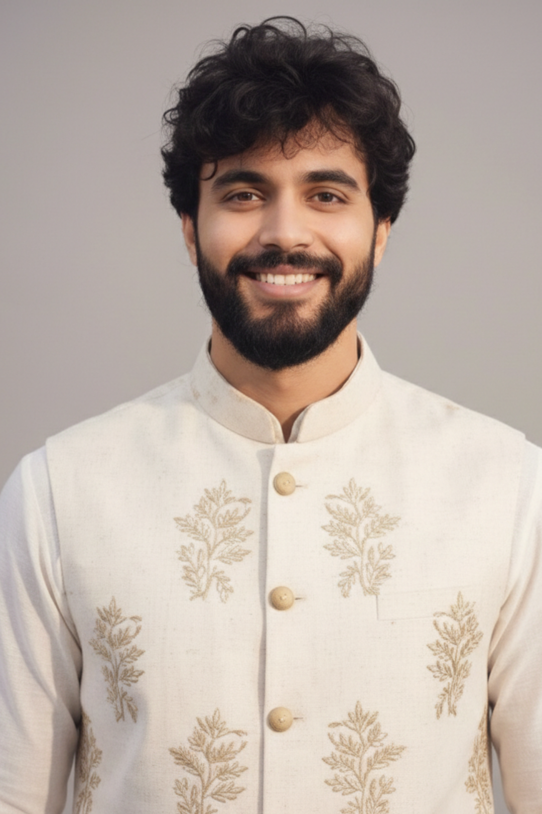 Ivory Embroidered Nehru Jacket – Men’s Festive Ethnic Wear