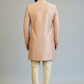 Men’s Peach Floral Embroidered Sherwani Set – Premium Wedding & Festive Ethnic Wear