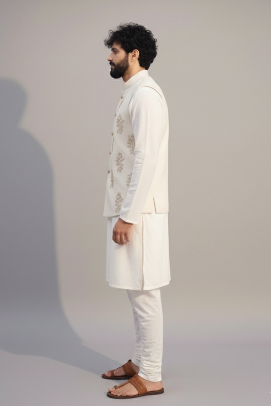 Ivory Embroidered Nehru Jacket – Men’s Festive Ethnic Wear
