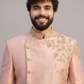 Men’s Peach Embroidered Sherwani Set – Designer Wedding & Festive Ethnic Wear