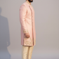 Men’s Peach Embroidered Sherwani Set – Designer Wedding & Festive Ethnic Wear