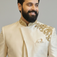Ivory Indo Western Sherwani for Men – Minimal Embroidered Engagement & Reception Wear