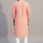 Peach Embroidered Kurta with Radha Krishna Motif – Men’s Festive Ethnic Wear