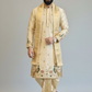 Ivory Gold Peacock Embroidered Kurta Dhoti Set with Tissue Dupatta for Men | Luxury South Indian Wedding Wear