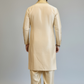 Ivory Gold Peacock Embroidered Kurta Dhoti Set with Tissue Dupatta for Men | Luxury South Indian Wedding Wear